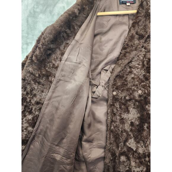 Vintage 70s Sumera Co. Maggu Faux Fur Kimono Jacket Size 9 M Brown Sash Belted - Picture 5 of 8